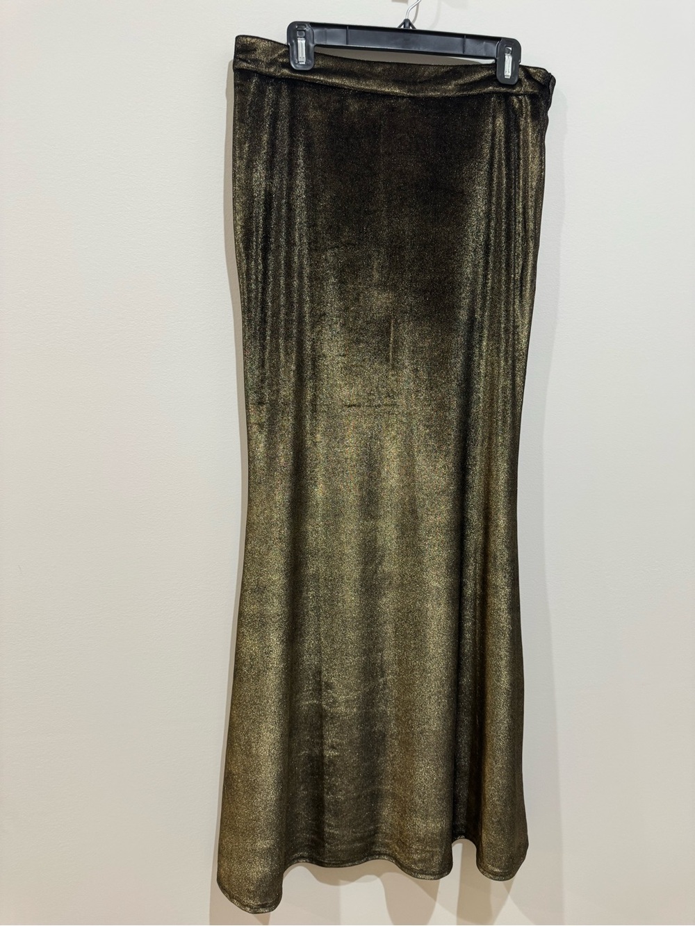silence + noise velvet stretch pull on Metallic Olive Maxi Skirt sise12 new - Picture 1 of 6